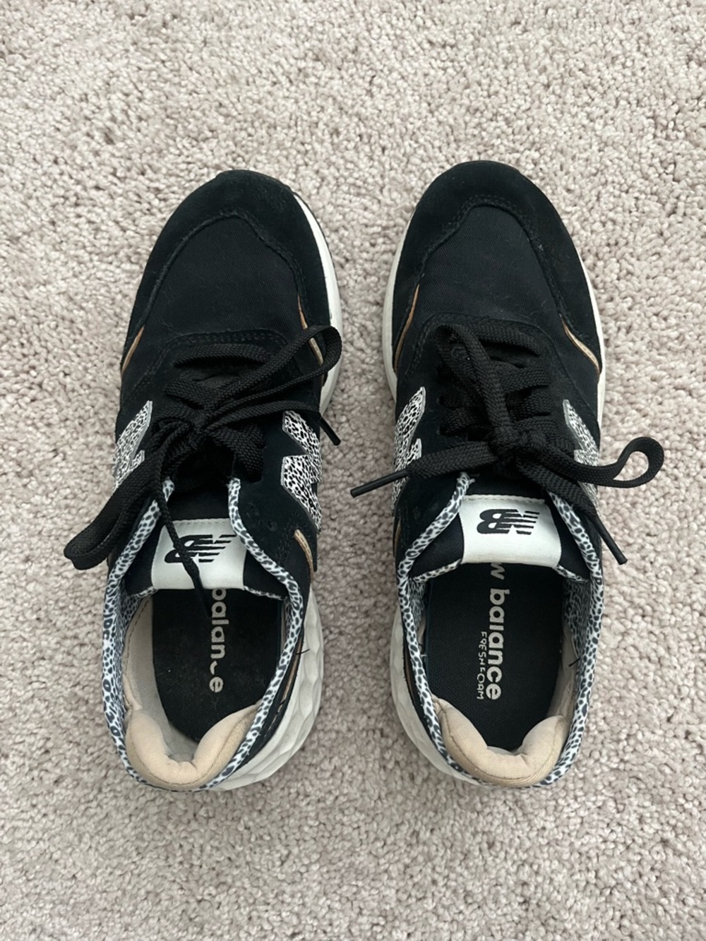 New Balance Black Sneakers with Animal Print Accents
